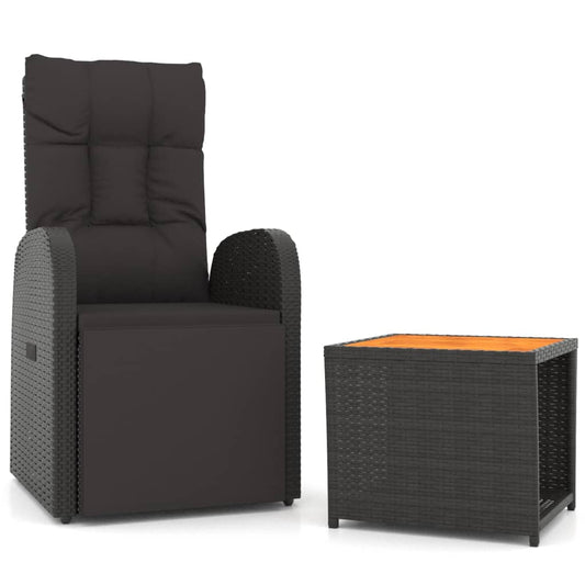 2 Piece Garden Lounge Set Black Poly Rattan&Solid Wood Acacia 2 Piece Garden Lounge Set Black Poly Rattan&Solid Wood Acacia