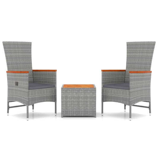 3 Piece Garden Lounge Set Grey Poly Rattan&Solid Wood Acacia 3 Piece Garden Lounge Set Grey Poly Rattan&Solid Wood Acacia