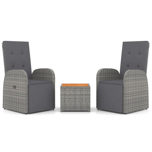 3 Piece Garden Lounge Set Grey Poly Rattan&Solid Wood Acacia 3 Piece Garden Lounge Set Grey Poly Rattan&Solid Wood Acacia