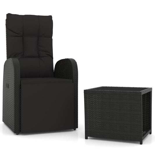 2 Piece Garden Lounge Set Black Poly Rattan&Steel 2 Piece Garden Lounge Set Black Poly Rattan&Steel
