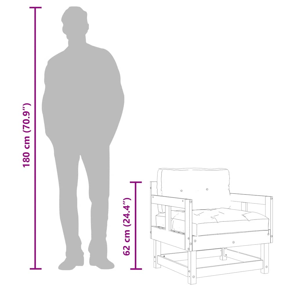 Garden Chairs with Cushions 2 pcs Grey Solid Wood Pine