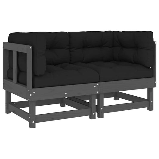 Corner Sofas with Cushions 2 pcs Grey Solid Wood Pine Corner Sofas with Cushions 2 pcs Grey Solid Wood Pine