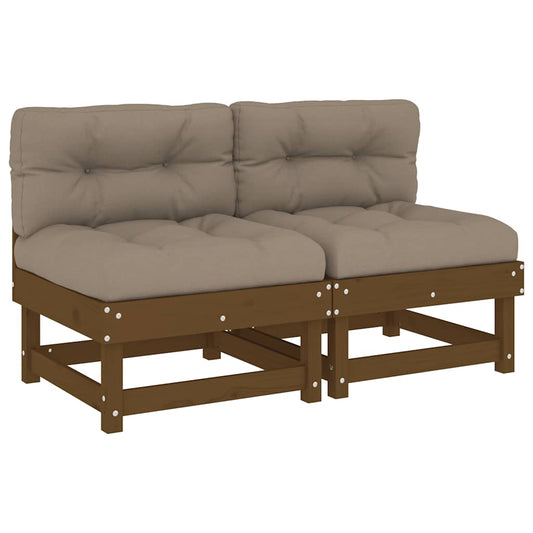 Middle Sofas with Cushions 2 pcs Honey Brown Solid Wood Pine Middle Sofas with Cushions 2 pcs Honey Brown Solid Wood Pine
