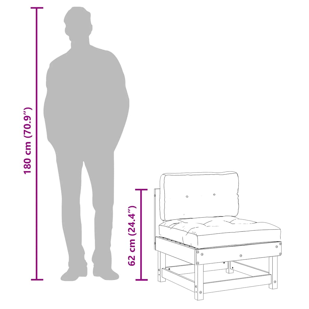 Middle Sofas with Cushions 2 pcs Honey Brown Solid Wood Pine