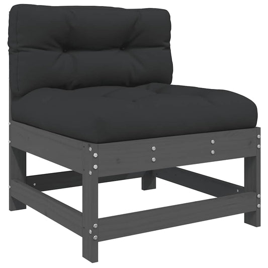 Middle Sofa with Cushions Grey Solid Wood Pine Middle Sofa with Cushions Grey Solid Wood Pine