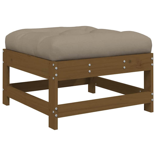 Garden Footstool with Cushion Honey Brown Solid Wood Pine Garden Footstool with Cushion Honey Brown Solid Wood Pine