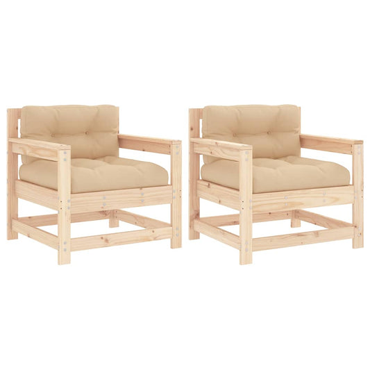 Garden Chairs with Cushions 2 pcs Solid Wood Pine Garden Chairs with Cushions 2 pcs Solid Wood Pine