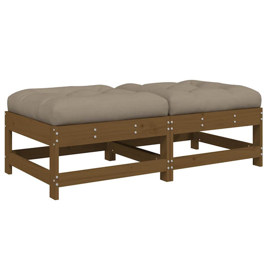 Garden Footstools with Cushions 2pcs Honey Brown Solid Wood Pine Garden Footstools with Cushions 2pcs Honey Brown Solid Wood Pine