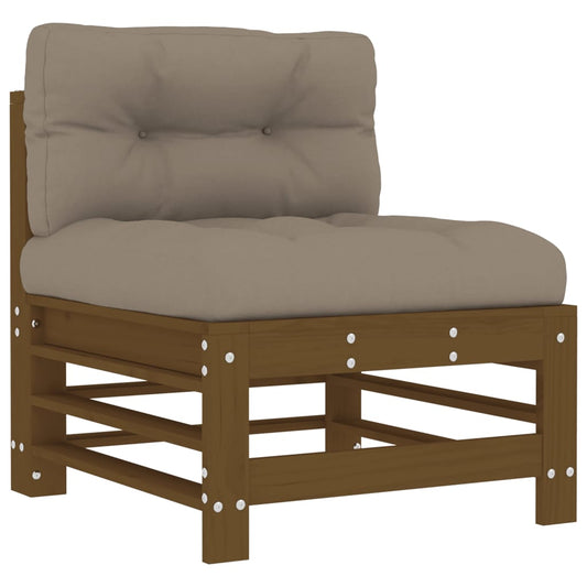 Middle Sofa with Cushions Honey Brown Solid Wood Pine Middle Sofa with Cushions Honey Brown Solid Wood Pine