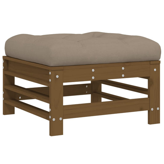 Garden Footstool with Cushion Honey Brown Solid Wood Pine Garden Footstool with Cushion Honey Brown Solid Wood Pine
