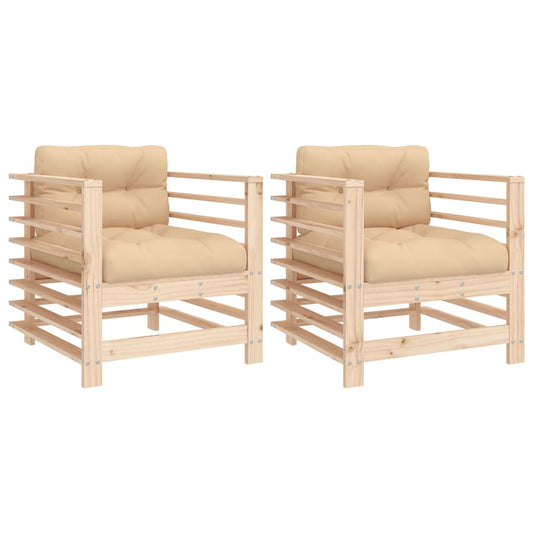 Garden Chairs with Cushions 2 pcs Solid Wood Pine Garden Chairs with Cushions 2 pcs Solid Wood Pine