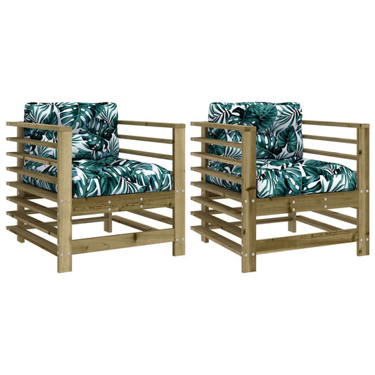Garden Chairs with Cushions 2 pcs Impregnated Wood Pine Garden Chairs with Cushions 2 pcs Impregnated Wood Pine