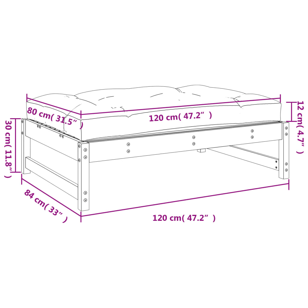 Garden Footstool Honey Brown 120x80 cm Solid Wood Pine