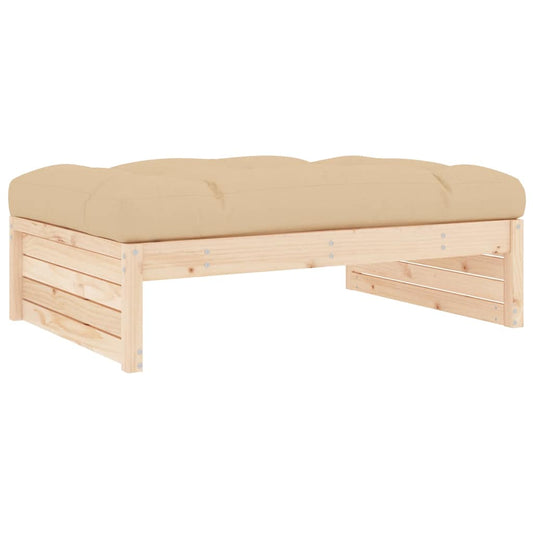 Garden Footstool | Beige | Solid pine wood | Large | Modular Garden Footstool | Beige | Solid pine wood | Large | Modular