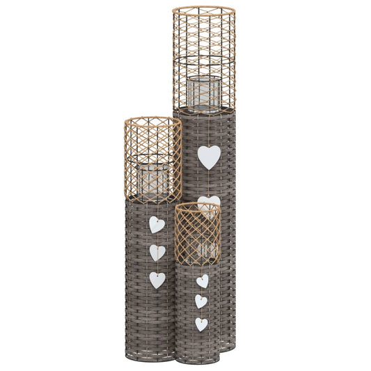Candle Holders 3 pcs Grey Wicker Candle Holders 3 pcs Grey Wicker