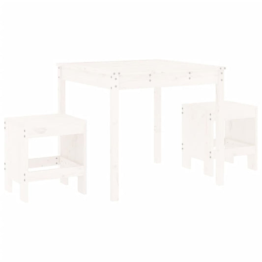 3 Piece Garden Bistro Set White Solid Wood Pine 3 Piece Garden Bistro Set White Solid Wood Pine