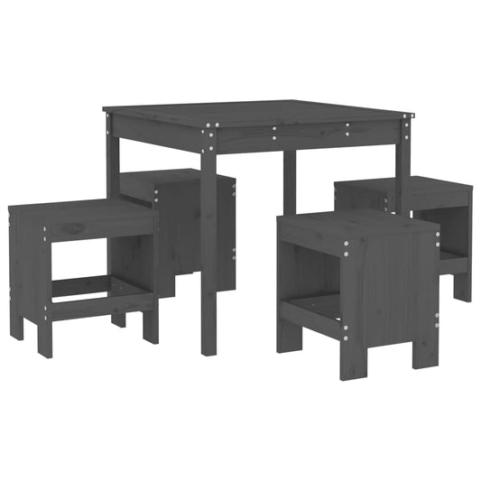 5 Piece Garden Dining Set Grey Solid Wood Pine 5 Piece Garden Dining Set Grey Solid Wood Pine