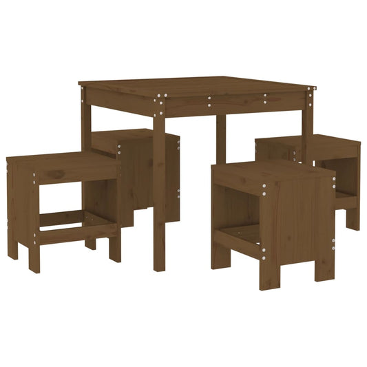5 Piece Garden Dining Set Honey Brown Solid Wood Pine 5 Piece Garden Dining Set Honey Brown Solid Wood Pine