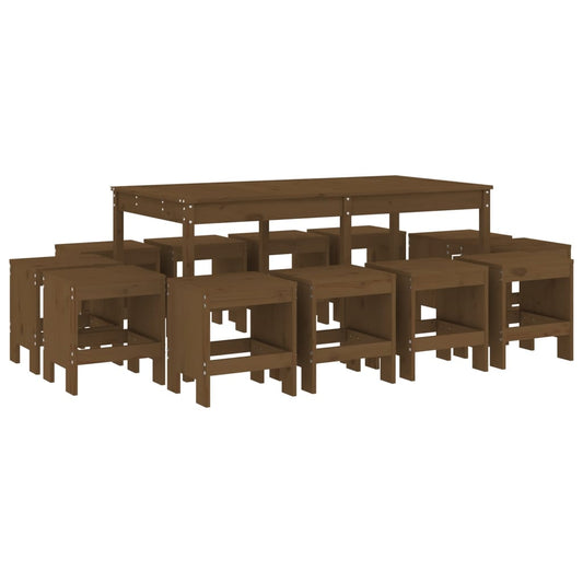 Garden Dining Set | Honey Brown | Solid Pine Wood | Large | Seats Many Garden Dining Set | Honey Brown | Solid Pine Wood | Large | Seats Many