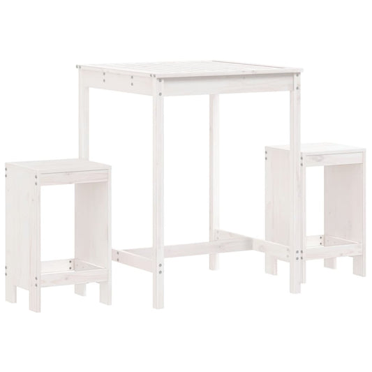 3 Piece Garden Bar Set White Solid Wood Pine 3 Piece Garden Bar Set White Solid Wood Pine