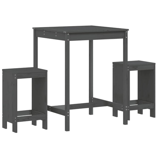 3 Piece Garden Bar Set Grey Solid Wood Pine 3 Piece Garden Bar Set Grey Solid Wood Pine