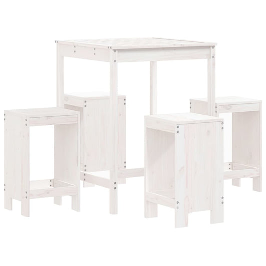 5 Piece Garden Bar Set White Solid Wood Pine 5 Piece Garden Bar Set White Solid Wood Pine