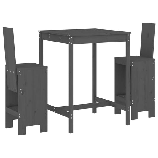 3 Piece Garden Bar Set Grey Solid Wood Pine 3 Piece Garden Bar Set Grey Solid Wood Pine