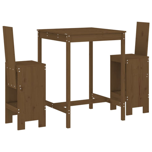 3 Piece Garden Bar Set Honey Brown Solid Wood Pine 3 Piece Garden Bar Set Honey Brown Solid Wood Pine