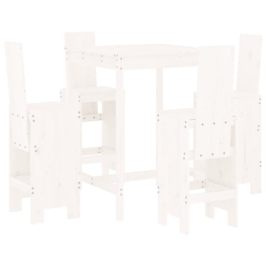 5 Piece Garden Bar Set White Solid Wood Pine 5 Piece Garden Bar Set White Solid Wood Pine