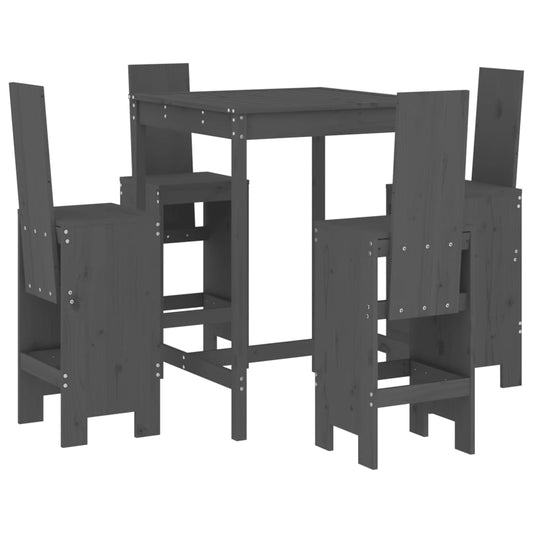 5 Piece Garden Bar Set Grey Solid Wood Pine 5 Piece Garden Bar Set Grey Solid Wood Pine
