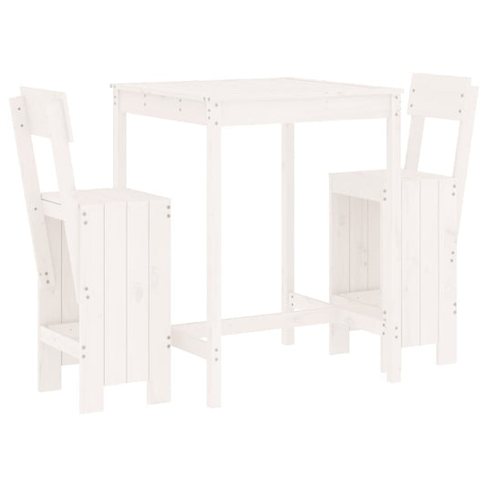 3 Piece Garden Bar Set White Solid Wood Pine 3 Piece Garden Bar Set White Solid Wood Pine