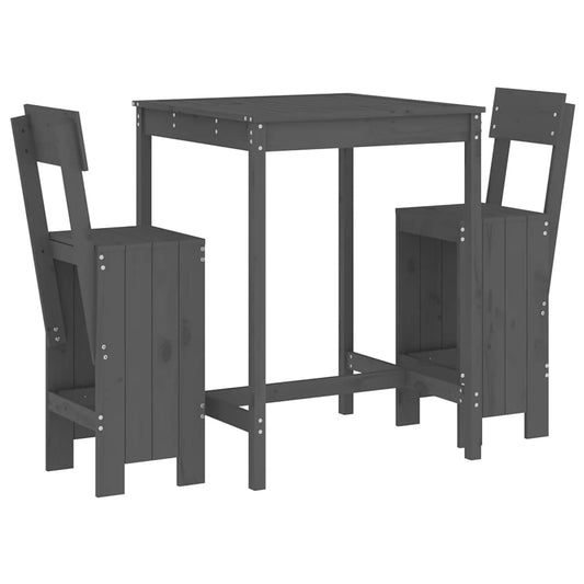 3 Piece Garden Bar Set Grey Solid Wood Pine 3 Piece Garden Bar Set Grey Solid Wood Pine