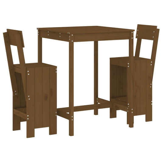 3 Piece Garden Bar Set Honey Brown Solid Wood Pine 3 Piece Garden Bar Set Honey Brown Solid Wood Pine