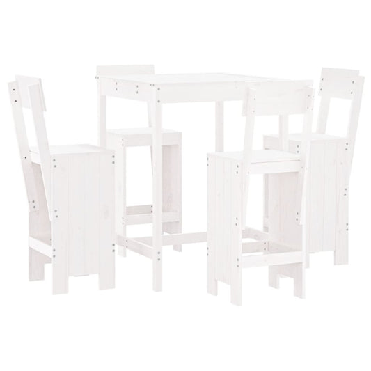 5 Piece Garden Bar Set White Solid Wood Pine 5 Piece Garden Bar Set White Solid Wood Pine