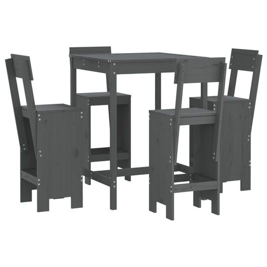 5 Piece Garden Bar Set Grey Solid Wood Pine 5 Piece Garden Bar Set Grey Solid Wood Pine