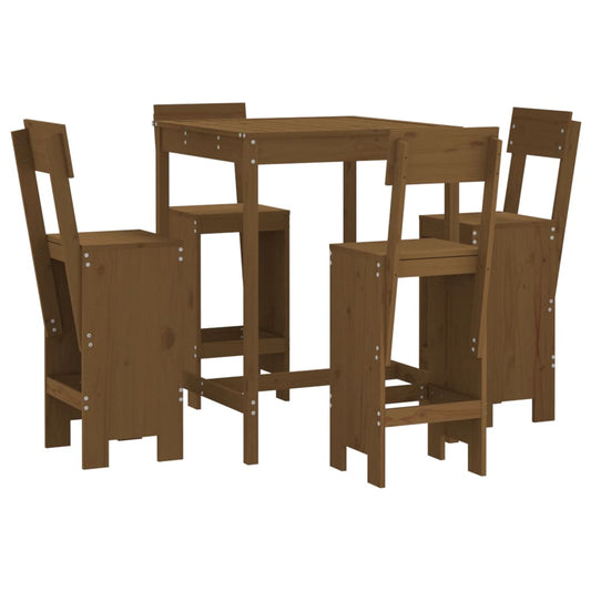 5 Piece Garden Bar Set Honey Brown Solid Wood Pine 5 Piece Garden Bar Set Honey Brown Solid Wood Pine