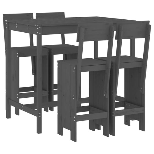 5 Piece Garden Bar Set Grey Solid Wood Pine 5 Piece Garden Bar Set Grey Solid Wood Pine