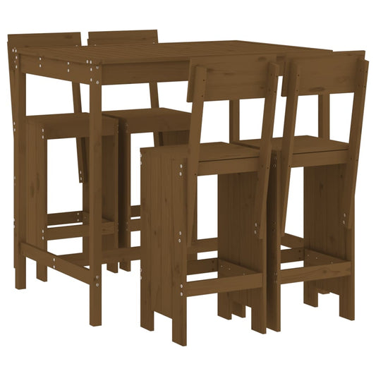 5 Piece Garden Bar Set Honey Brown Solid Wood Pine 5 Piece Garden Bar Set Honey Brown Solid Wood Pine