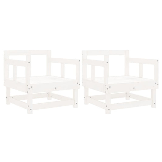Garden Chairs 2 pcs White Solid Wood Pine Garden Chairs 2 pcs White Solid Wood Pine