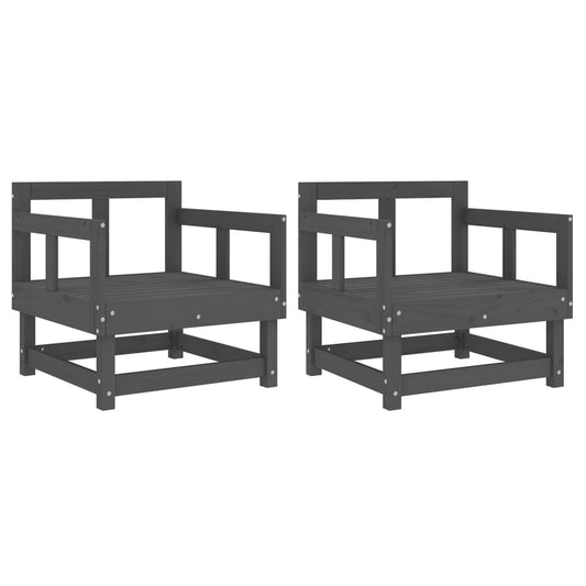Garden Chairs 2 pcs Grey Solid Wood Pine Garden Chairs 2 pcs Grey Solid Wood Pine