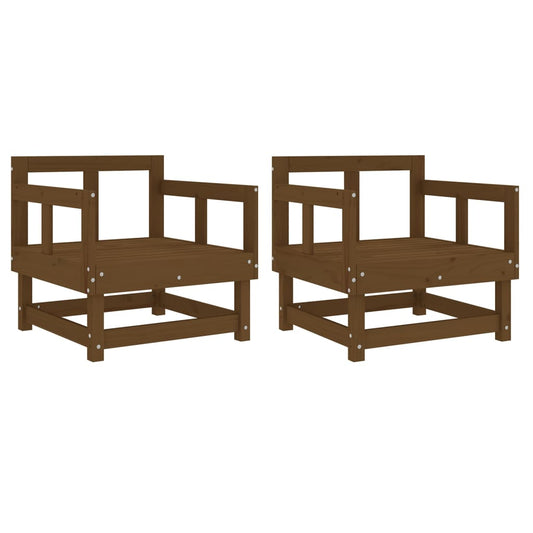 Garden Chairs 2 pcs Honey Brown Solid Wood Pine Garden Chairs 2 pcs Honey Brown Solid Wood Pine