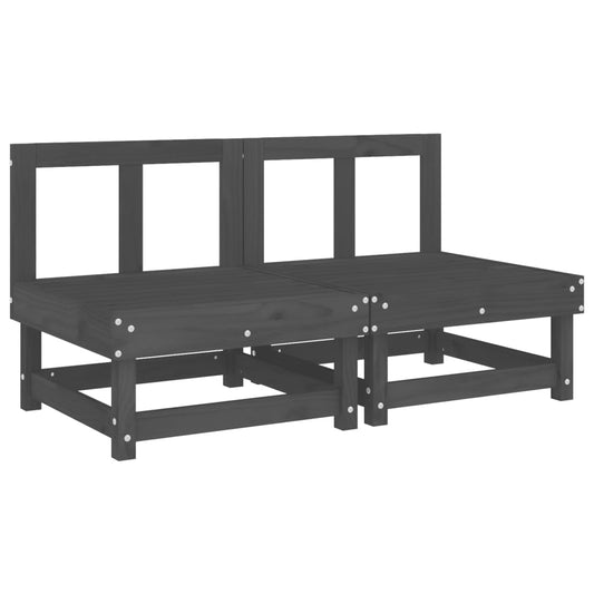 Garden Middle Sofas 2 pcs Grey Solid Wood Pine Garden Middle Sofas 2 pcs Grey Solid Wood Pine