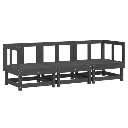 3 Piece Garden Lounge Set Grey Solid Wood Pine 3 Piece Garden Lounge Set Grey Solid Wood Pine