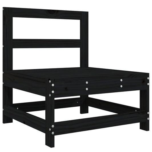 Garden Middle Sofa Black Solid Wood Pine Garden Middle Sofa Black Solid Wood Pine