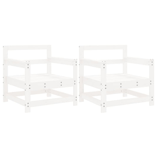 Garden Chairs 2 pcs White Solid Wood Pine Garden Chairs 2 pcs White Solid Wood Pine