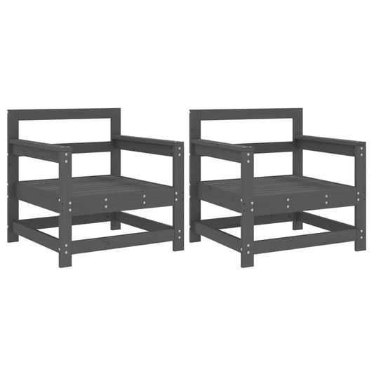 Garden Chairs 2 pcs Grey Solid Wood Pine Garden Chairs 2 pcs Grey Solid Wood Pine