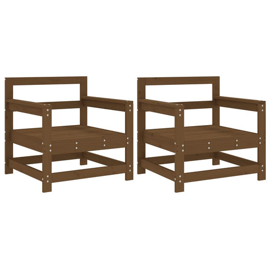 Garden Chairs 2 pcs Honey Brown Solid Wood Pine Garden Chairs 2 pcs Honey Brown Solid Wood Pine