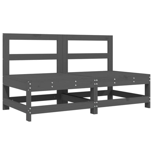 Garden Middle Sofas 2 pcs Grey Solid Wood Pine Garden Middle Sofas 2 pcs Grey Solid Wood Pine