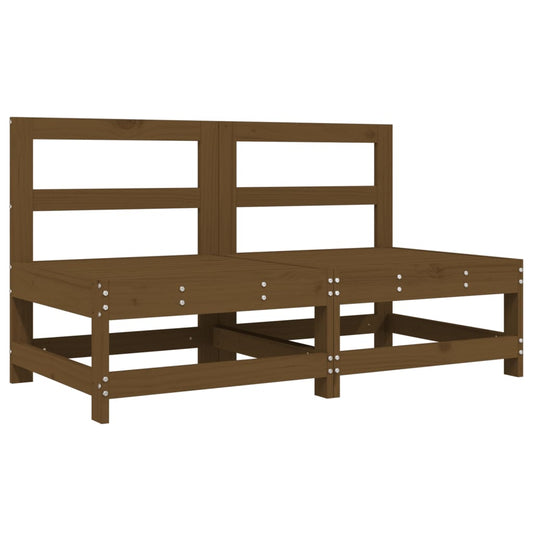 Garden Middle Sofas 2 pcs Honey Brown Solid Wood Pine Garden Middle Sofas 2 pcs Honey Brown Solid Wood Pine
