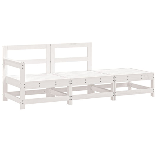 3 Piece Garden Lounge Set White Solid Wood Pine 3 Piece Garden Lounge Set White Solid Wood Pine